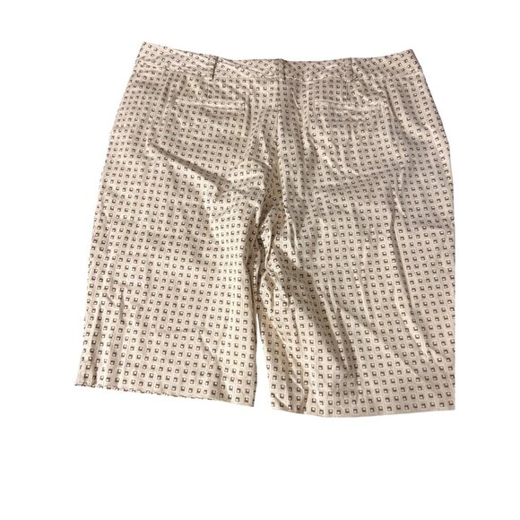 2 Pair Womens Izod XFG Stretch Gold Shorts Geometric Brown Blue 12" Inseam Sz 16 - Picture 5 of 10